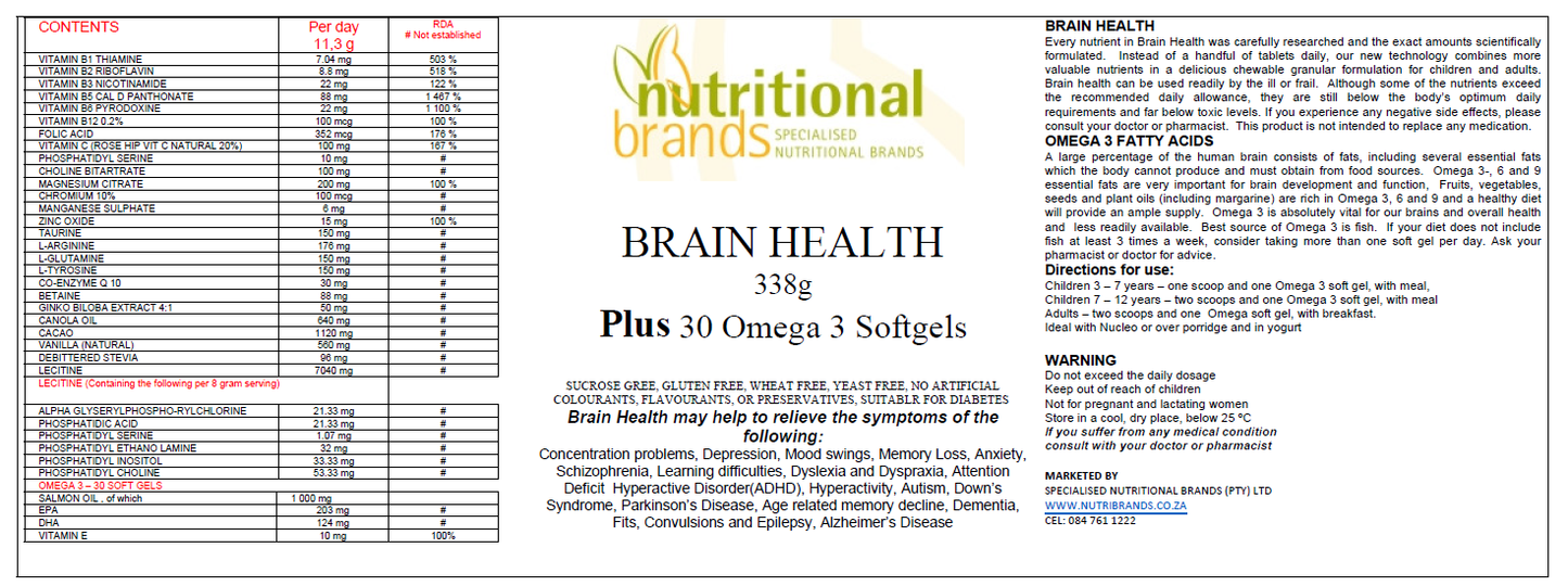 Brain Health Boost (338g) plus 30 Omega 3 fish oil soft gels