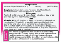 Vitamin B1 Thiamine (100 mg x 90 tablets) – Nutribrands