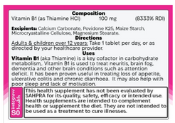 Vitamin B1 Thiamine (100 mg x 90 tablets) – Nutribrands