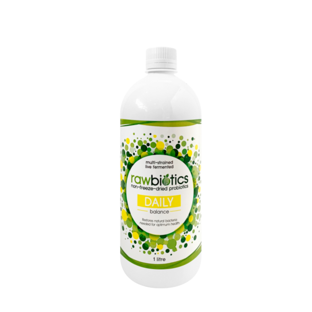 Bottle of Rawbiotics Daily Balance probiotic