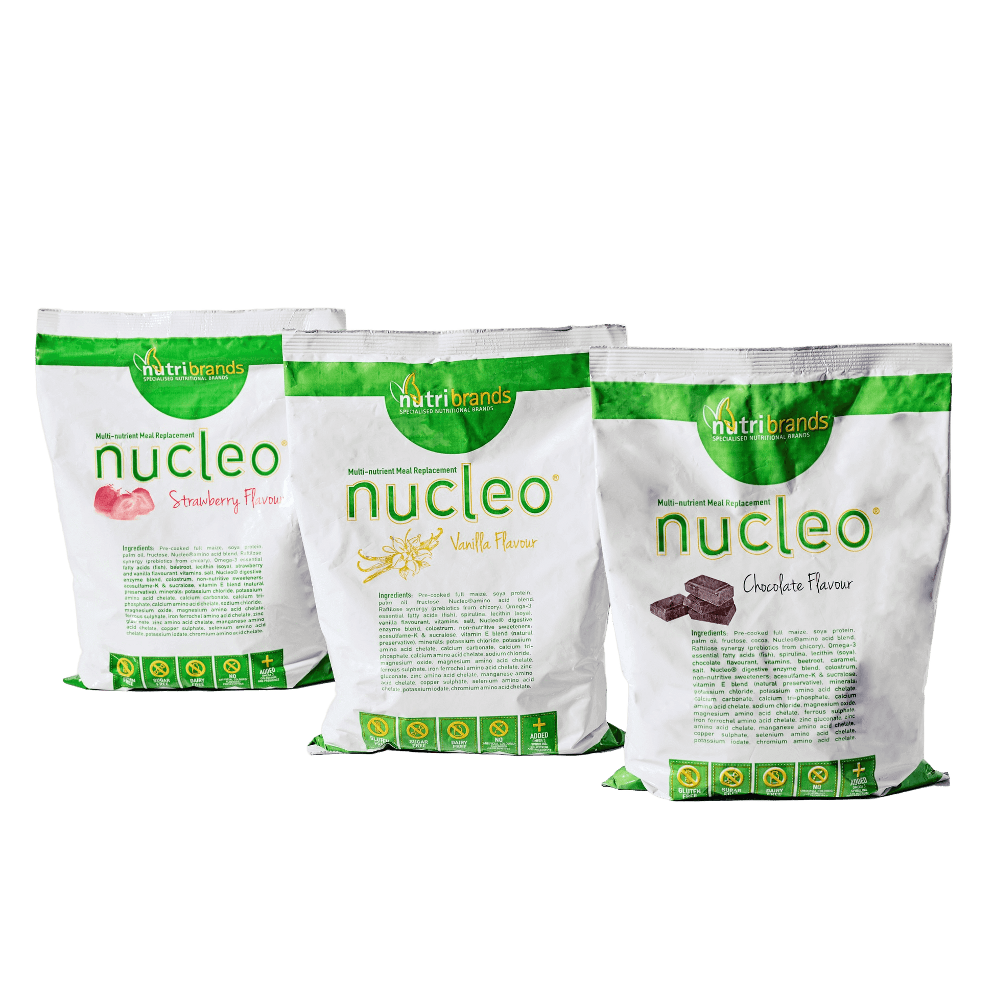 Three packs of Nucleo with different flavors