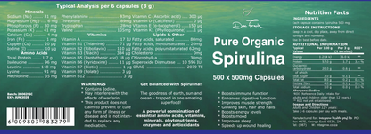 Pure Organic Spirulina (500mg x 500 Capsules @ 0.3 cent per mg)