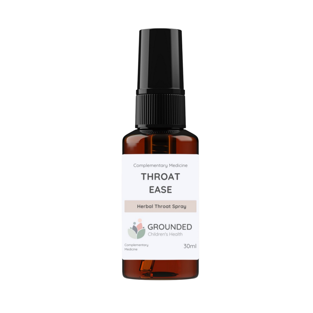 Bottle of 'Throat Ease' herbal throat spray from Grounded